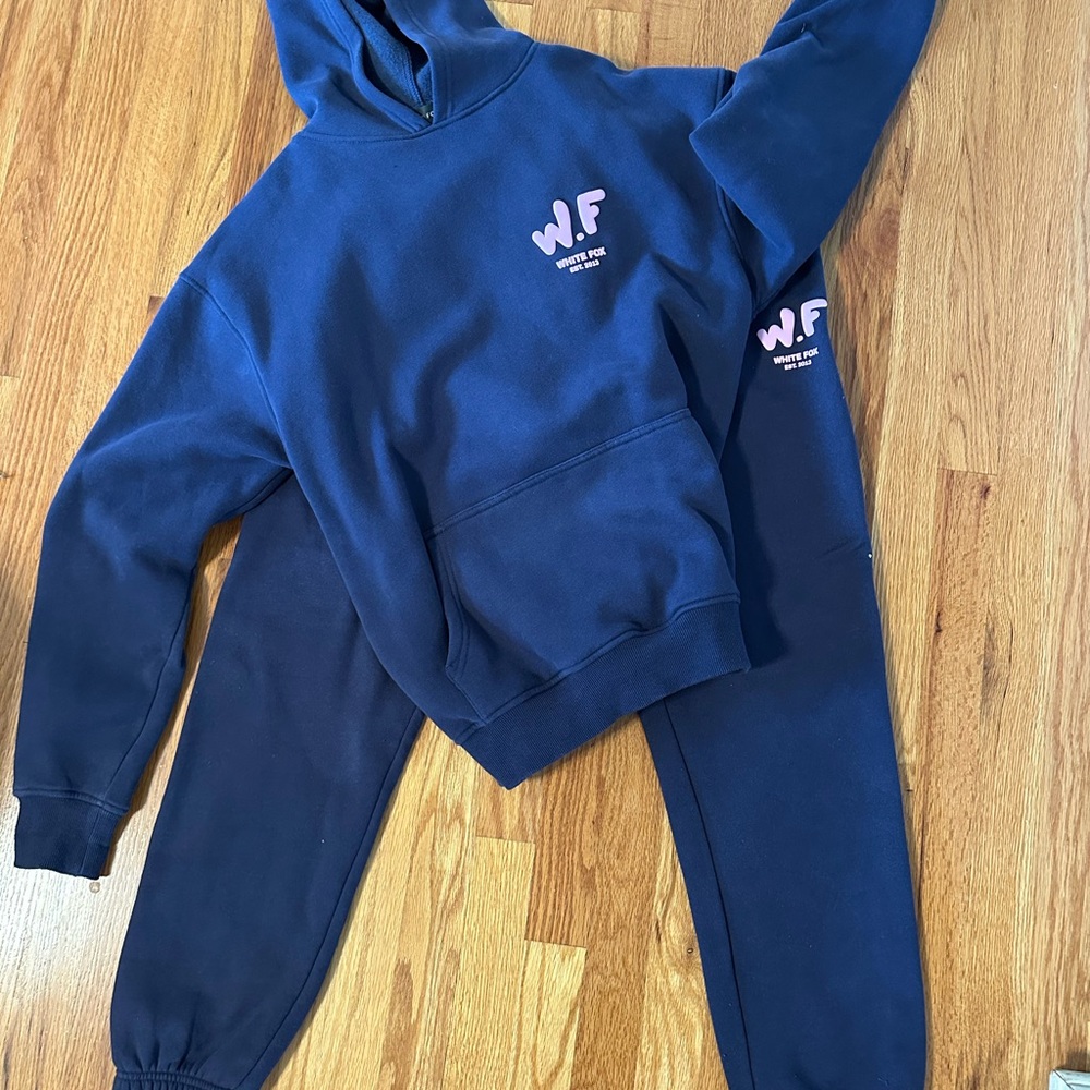 White Fox Boutique Navy Hoodie and Sweatpants Set